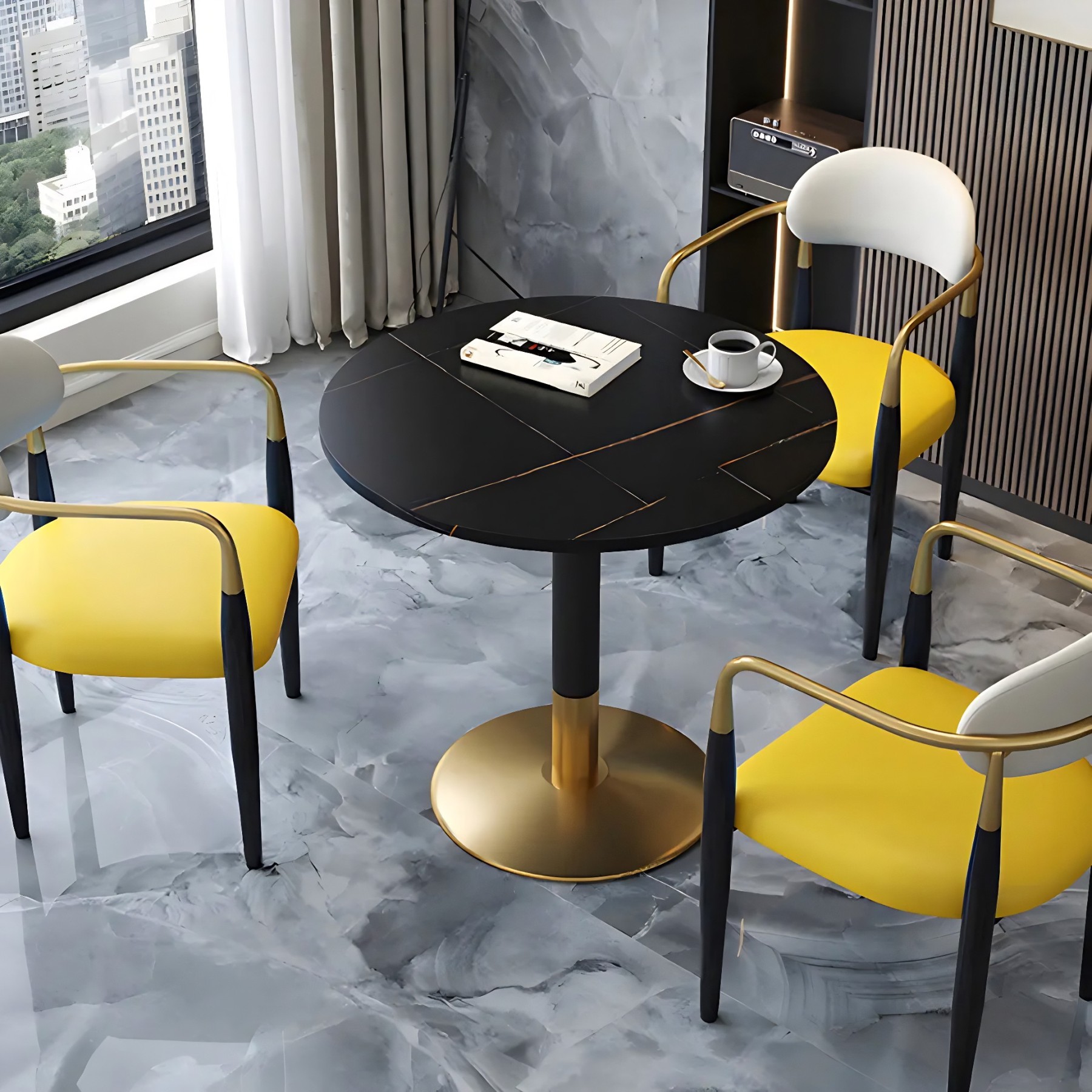 Modern Round Stone Scratch-Resistant Dining Table