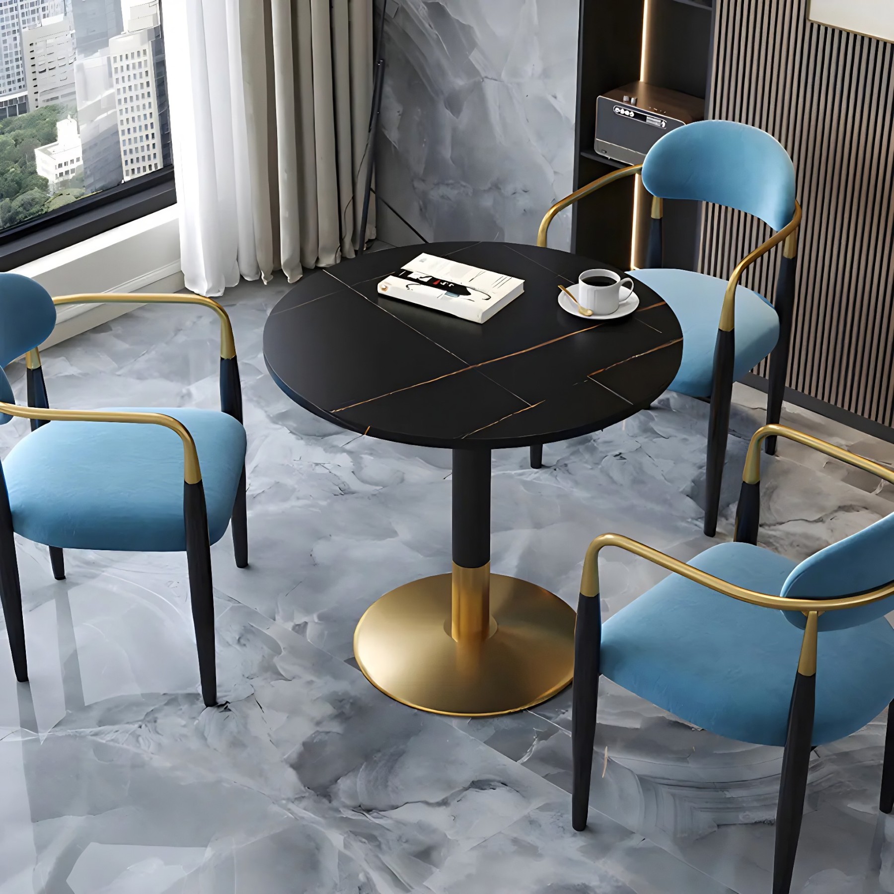 Modern Round Stone Scratch-Resistant Dining Table