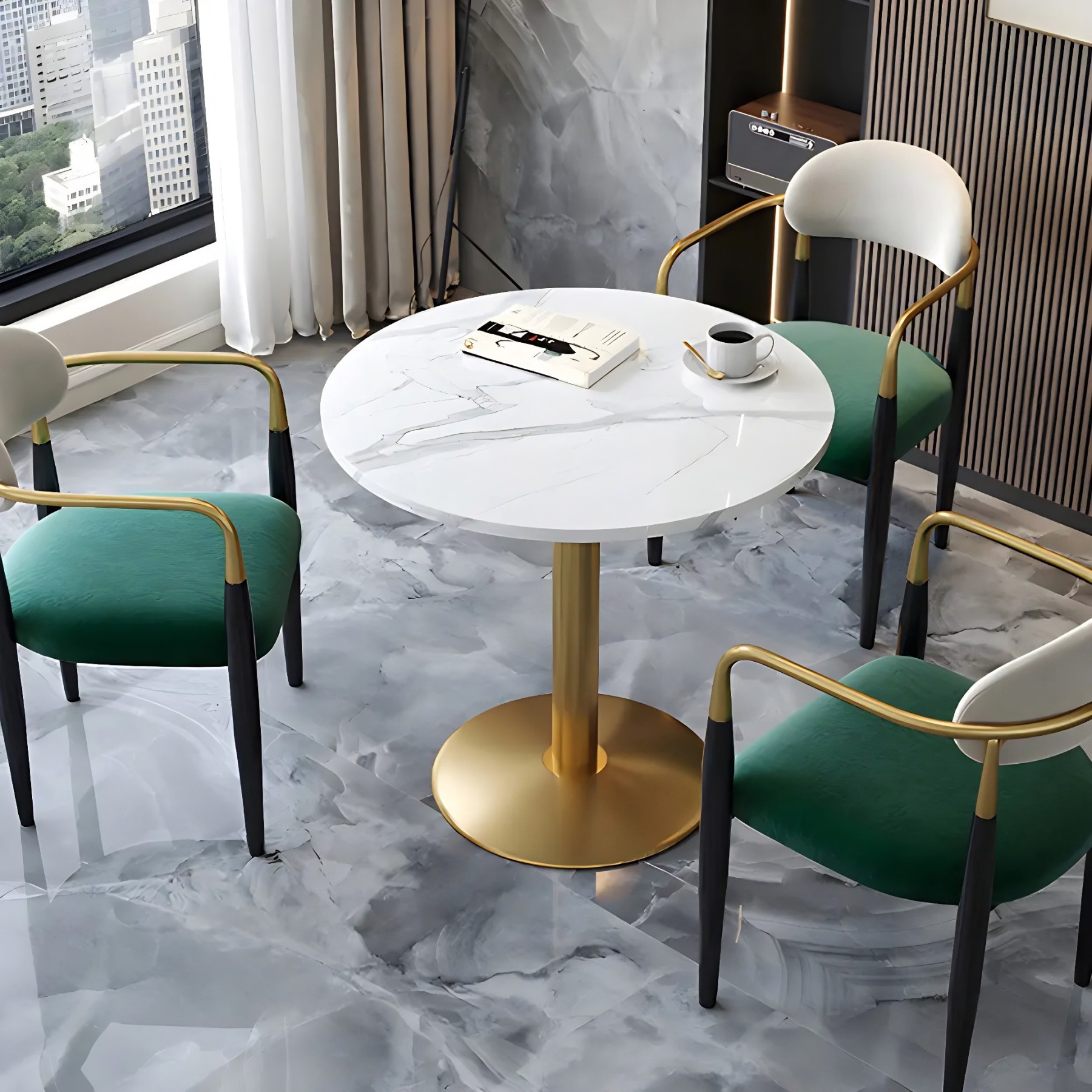 Modern Round Stone Scratch-Resistant Dining Table