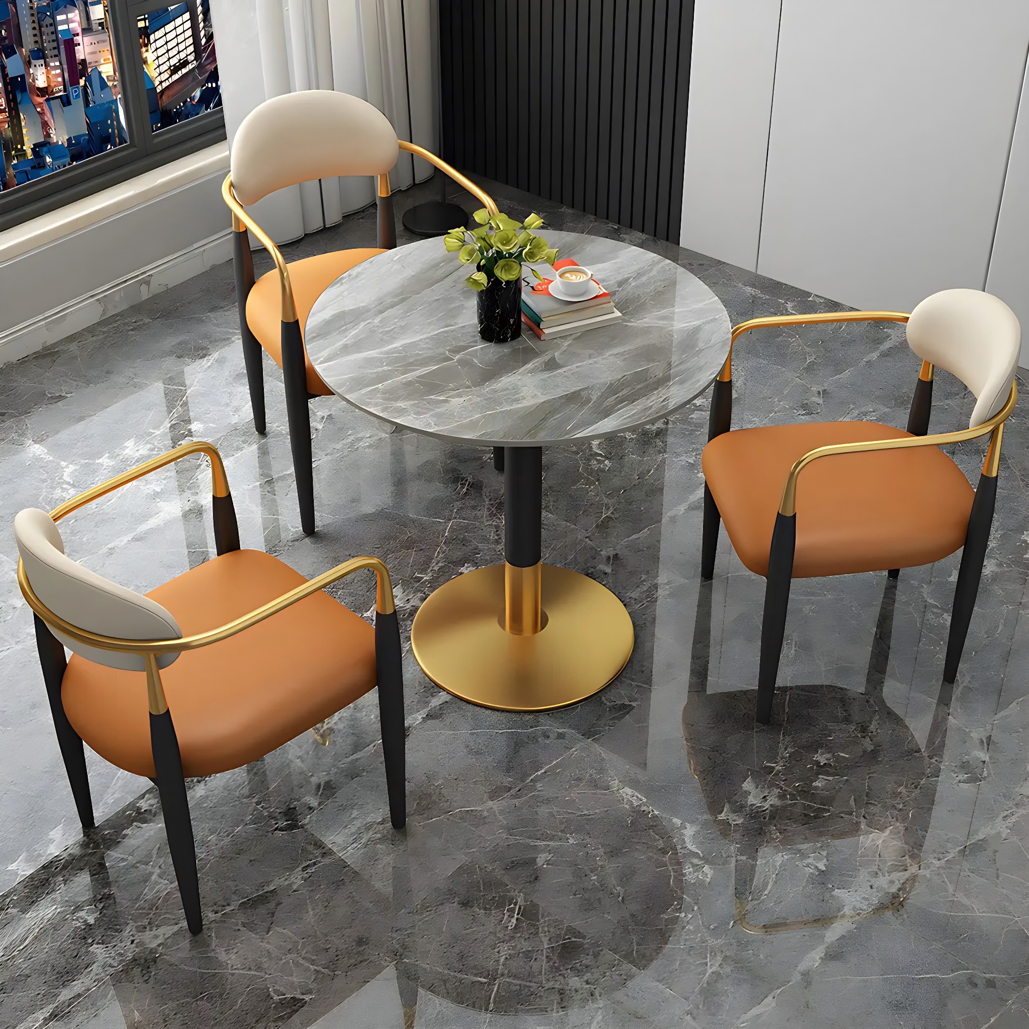 Modern Round Stone Scratch-Resistant Dining Table