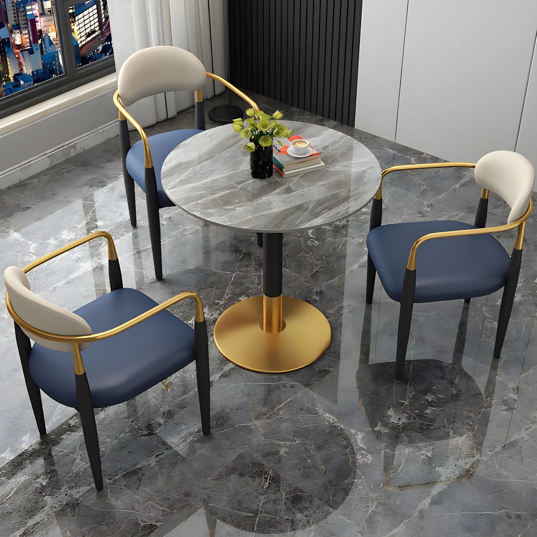 Modern Round Stone Scratch-Resistant Dining Table