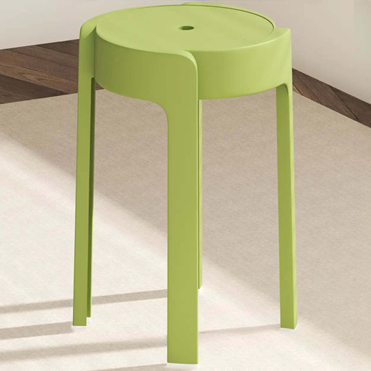 Modern Multi-Color Round Synthetic Bar Stool — Matcha Green