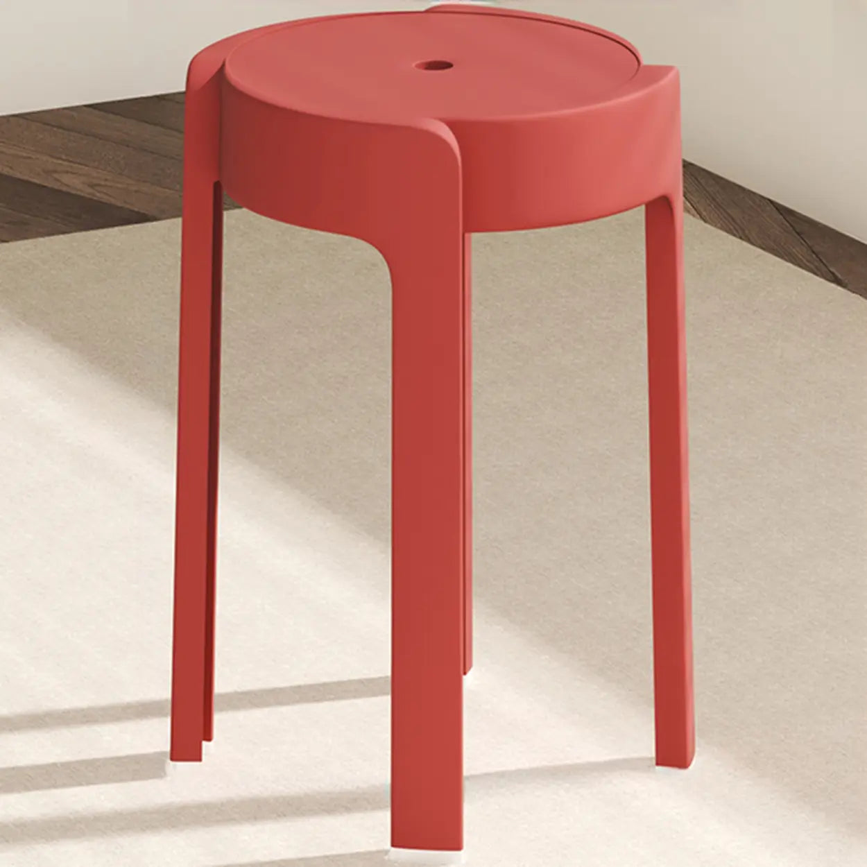 Modern Multi-Color Round Synthetic Bar Stool — Watermelon Red