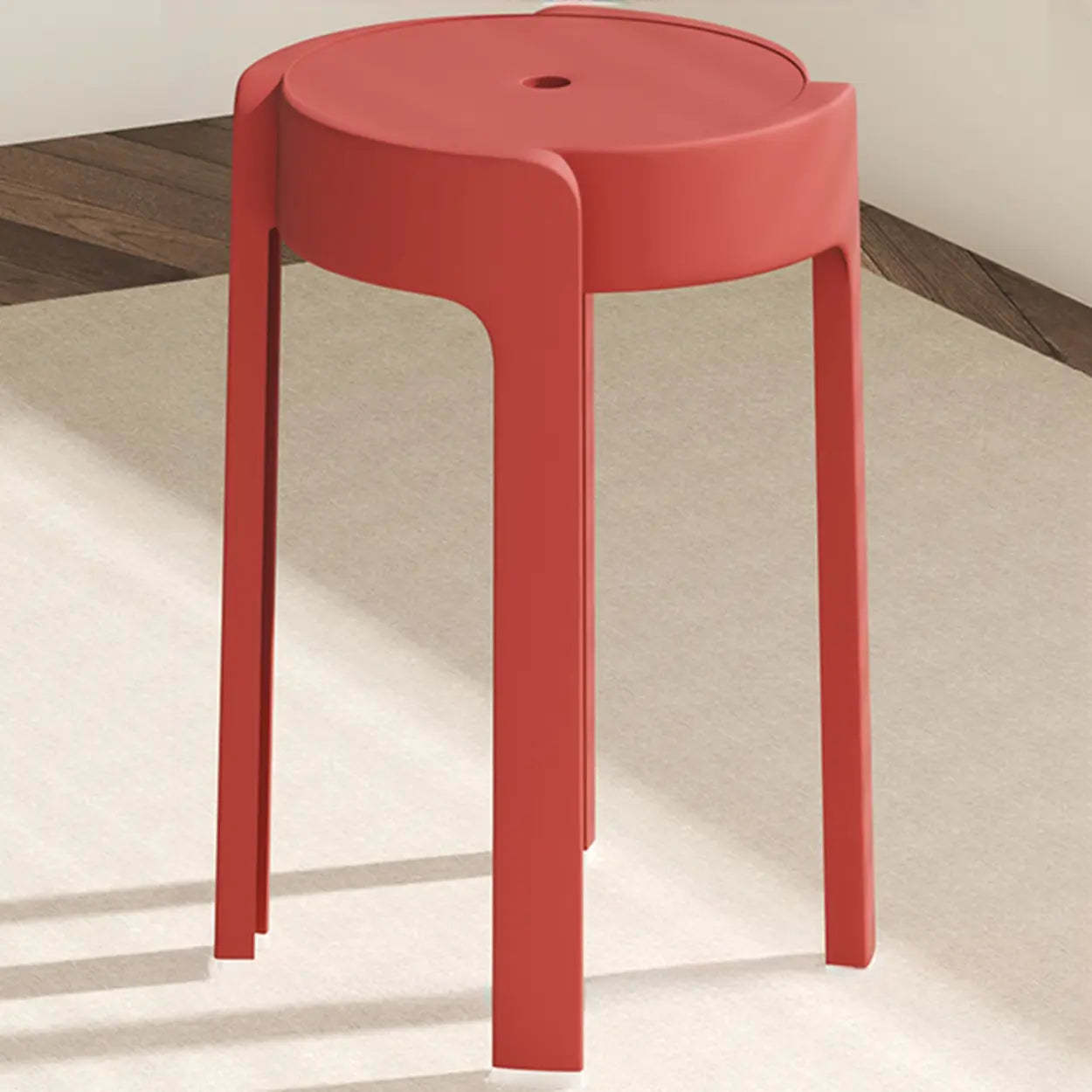 Modern Multi-Color Round Synthetic Bar Stool — Watermelon Red