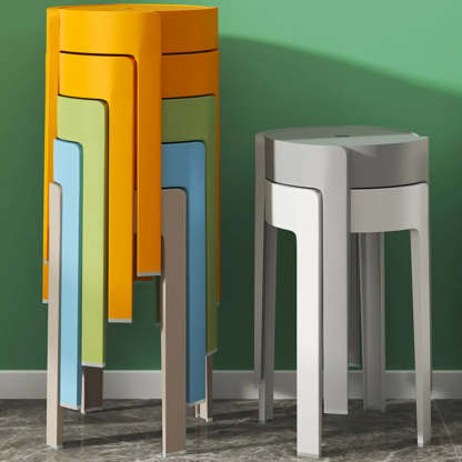 Modern Multi-Color Round Synthetic Bar Stool — Black