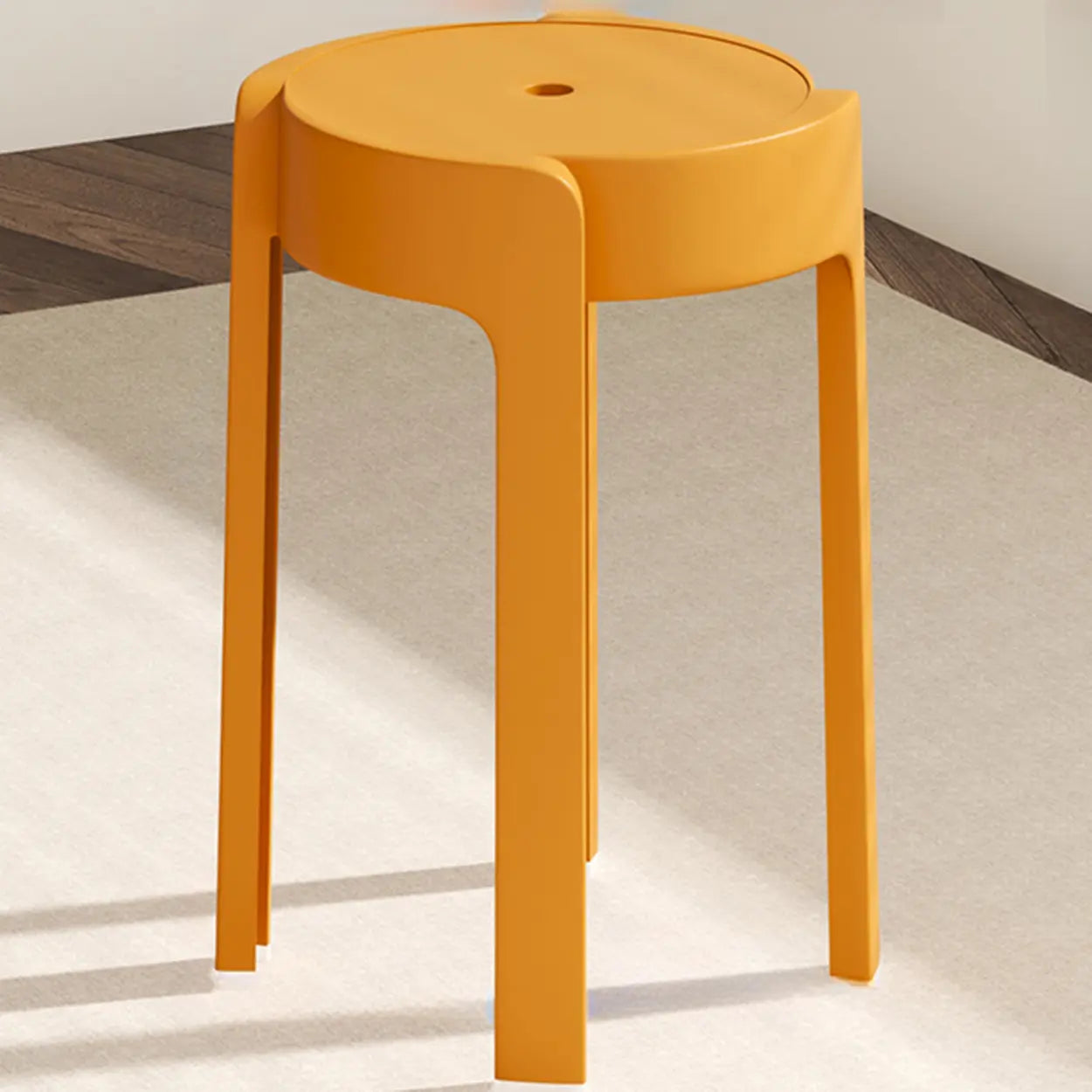Modern Multi-Color Round Synthetic Bar Stool — Black