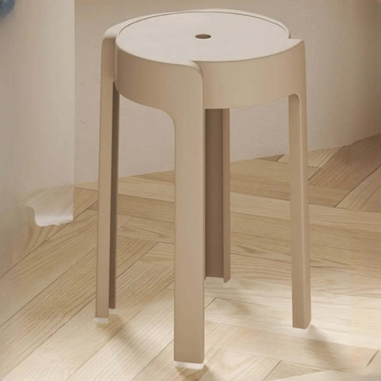 Modern Multi-Color Round Synthetic Bar Stool — White