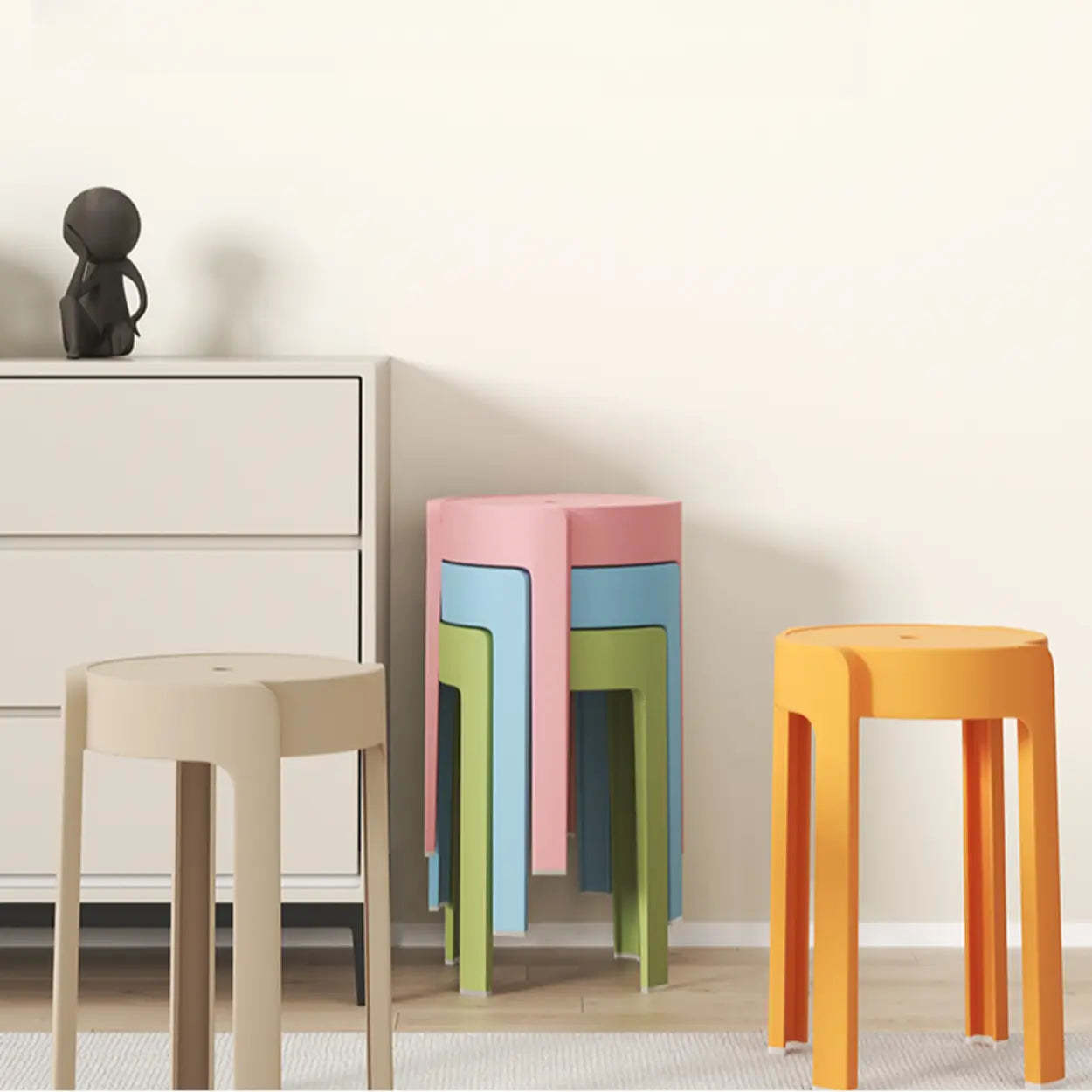 Modern Multi-Color Round Synthetic Bar Stool — Coffee