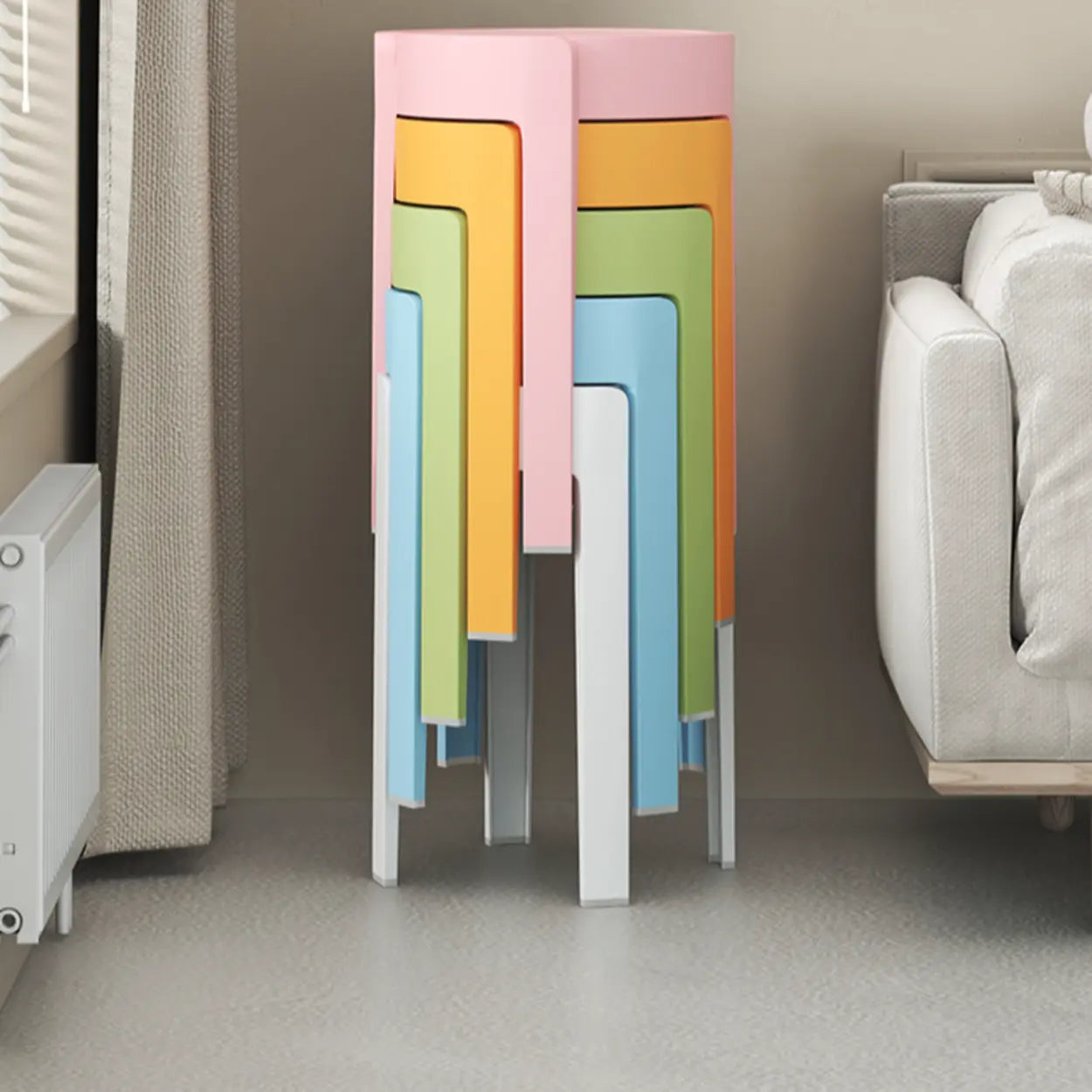 Modern Multi-Color Round Synthetic Bar Stool — Croci