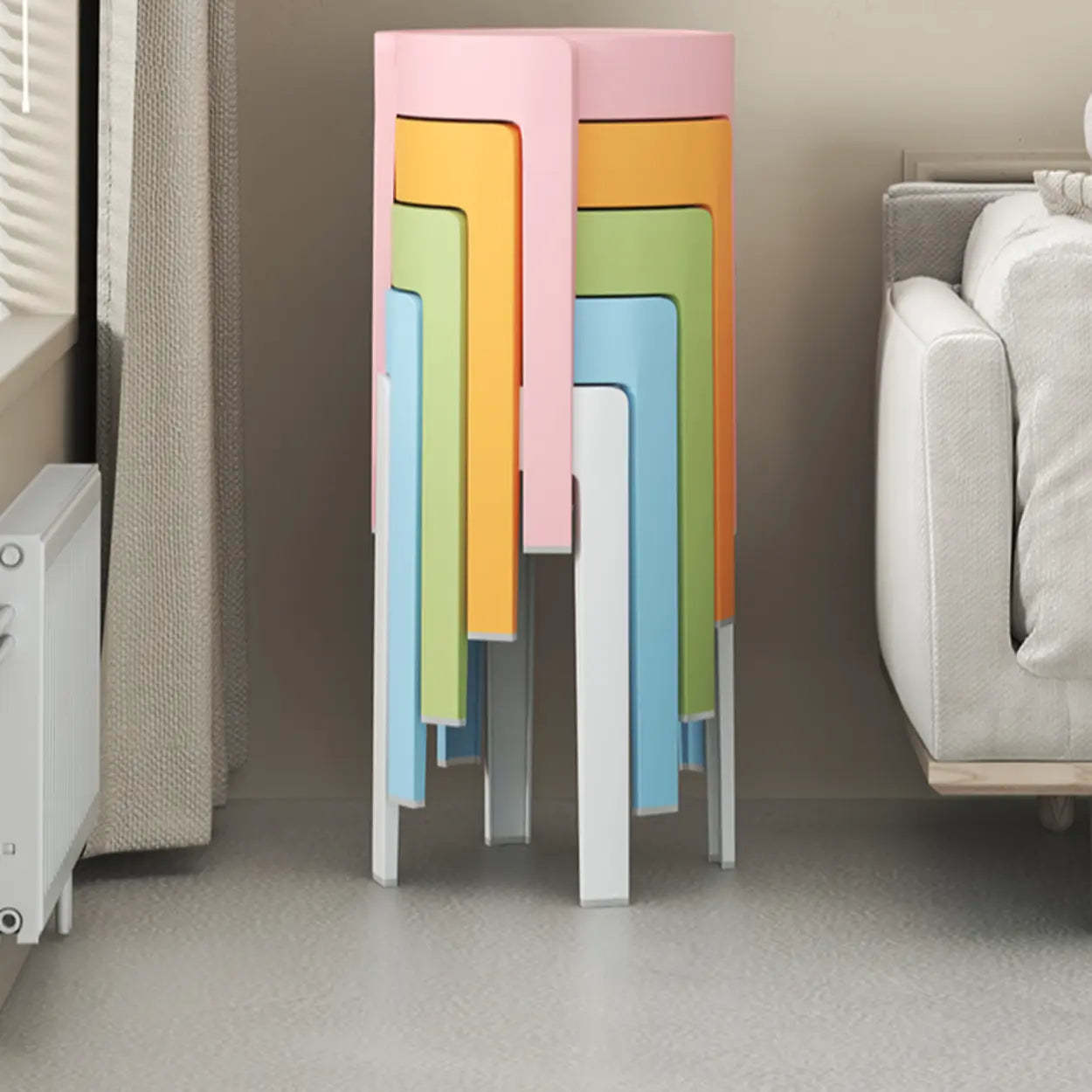 Modern Multi-Color Round Synthetic Bar Stool — Croci