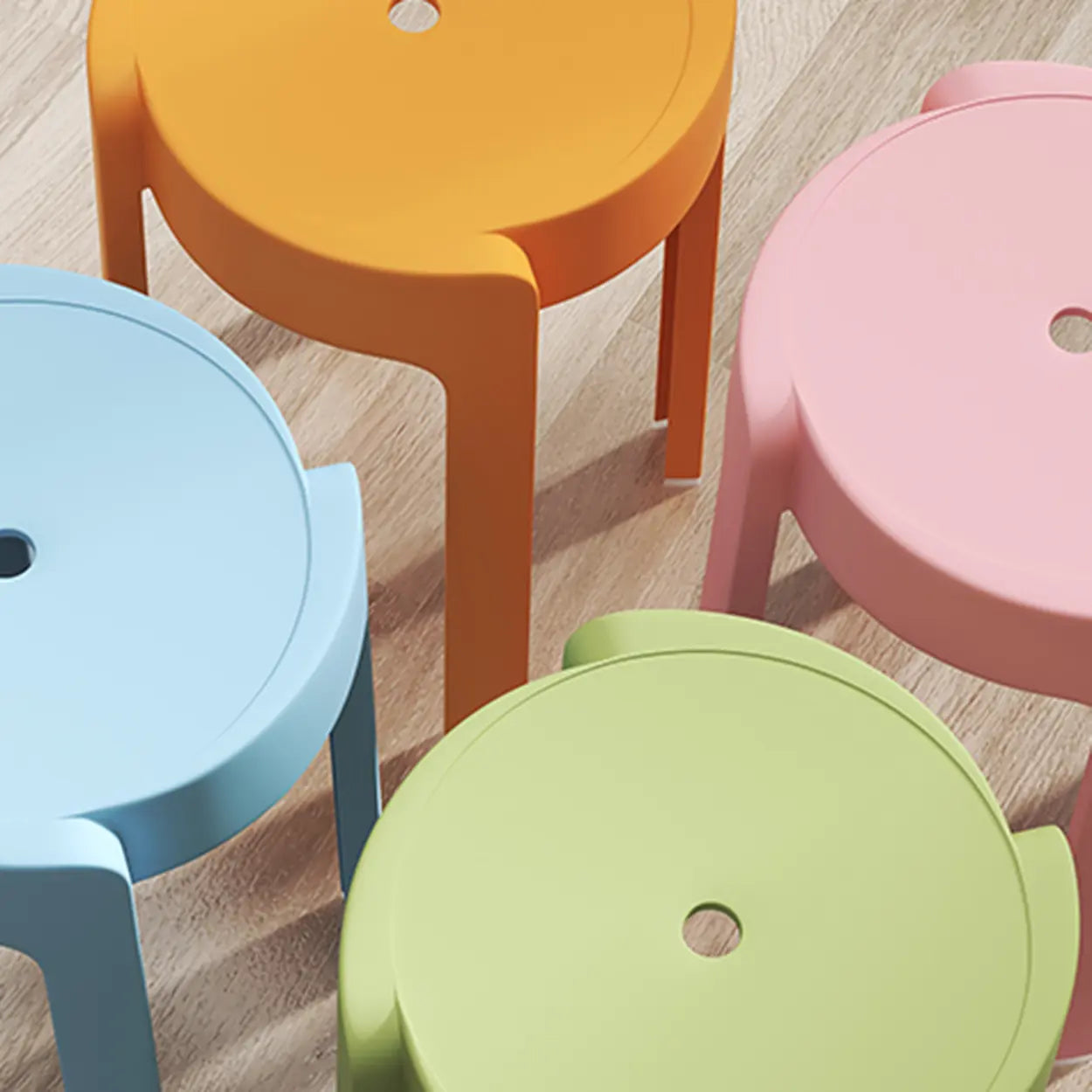 Modern Multi-Color Round Synthetic Bar Stool — Dark Blue