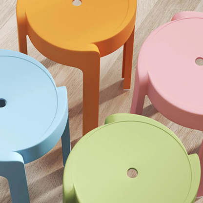 Modern Multi-Color Round Synthetic Bar Stool — Dark Blue