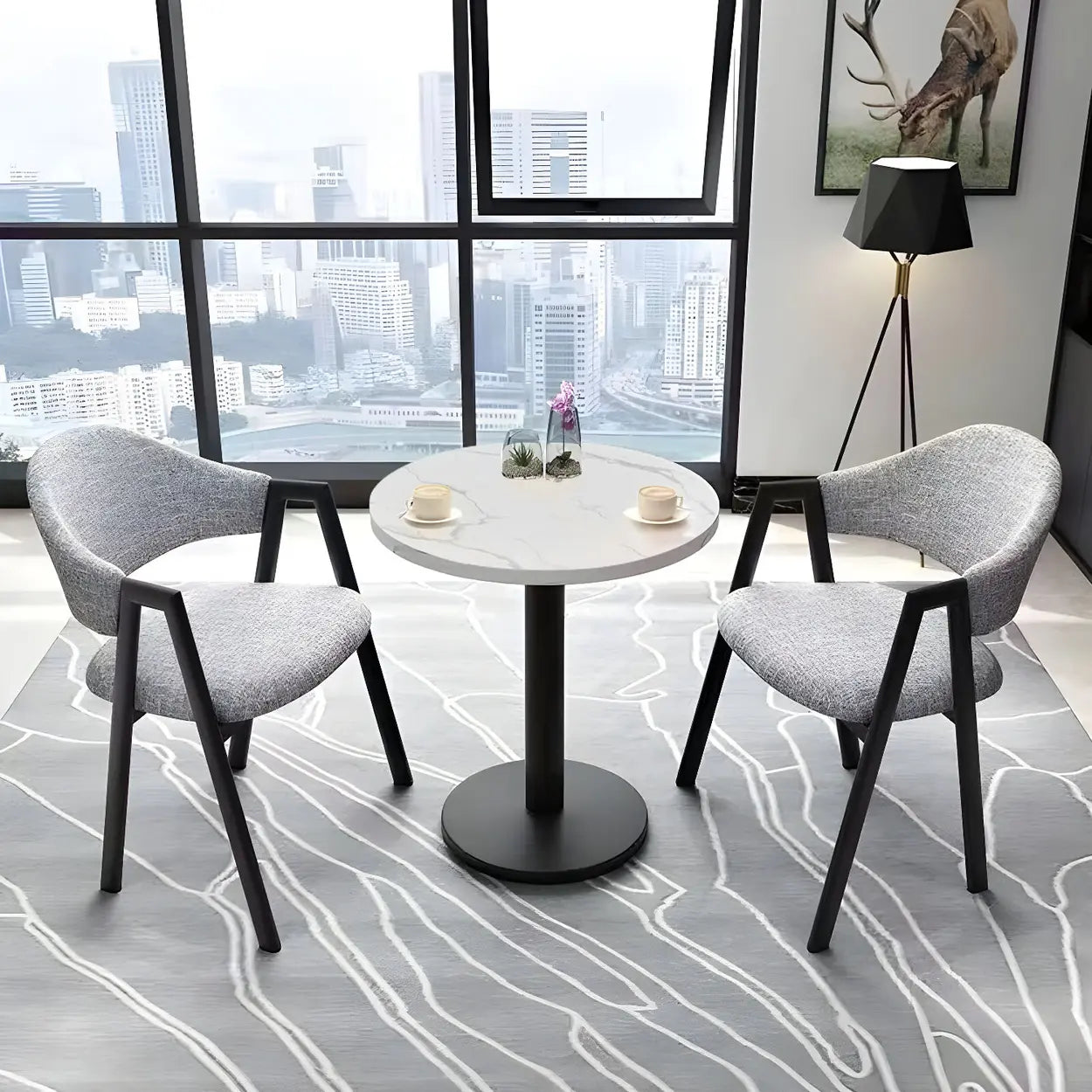 Modern Round White Bistro Dining Table — White / Table Only