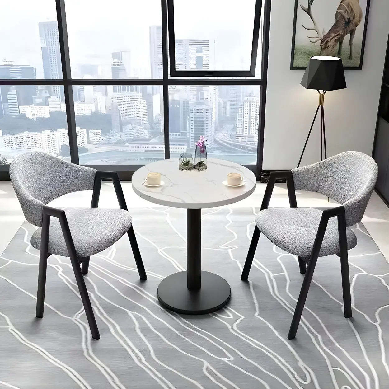 Modern Round White Bistro Dining Table — White / Table Only