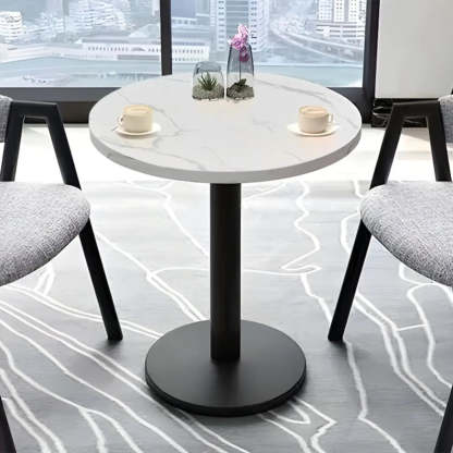 Modern Round White Bistro Dining Table — Natural Finish / Table Only