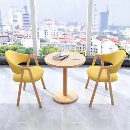 Modern Round White Bistro Dining Table — Natural Finish / Table Only