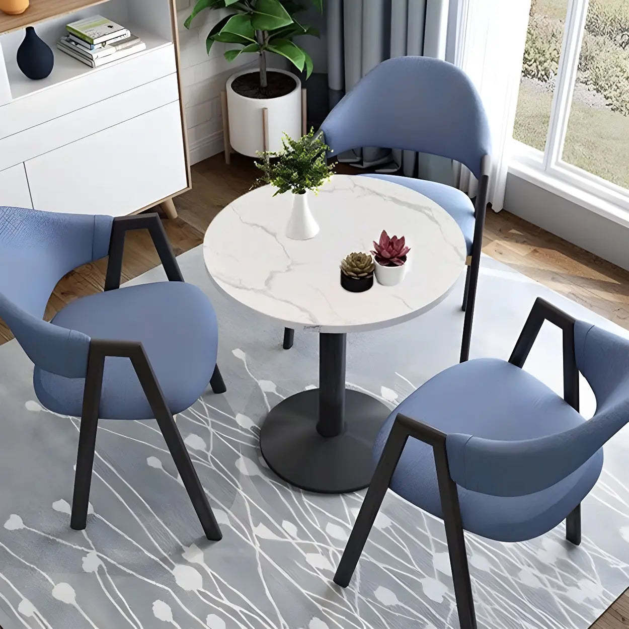 Modern Round White Bistro Dining Table