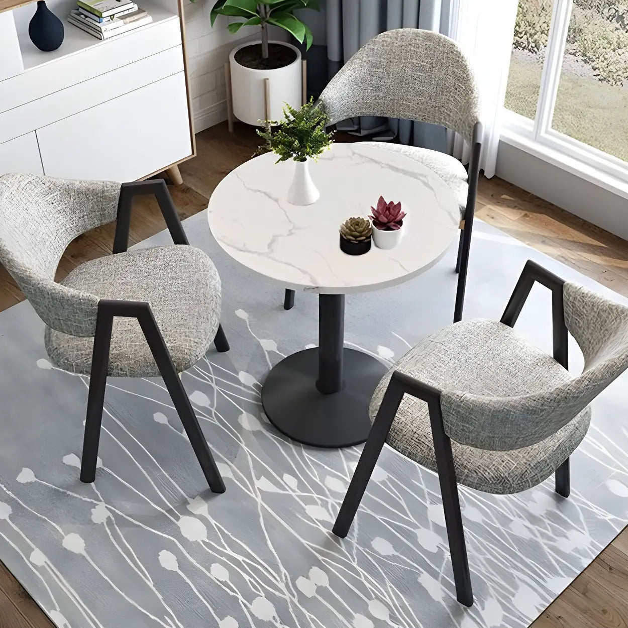 Modern Round White Bistro Dining Table