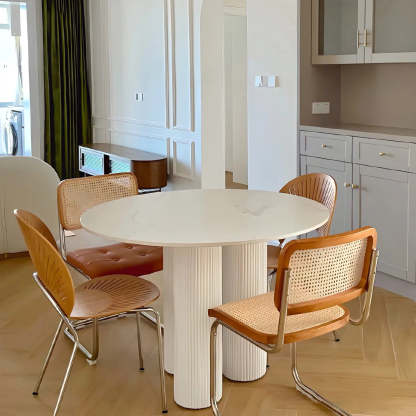 Modern Round White Oak Dining Table
