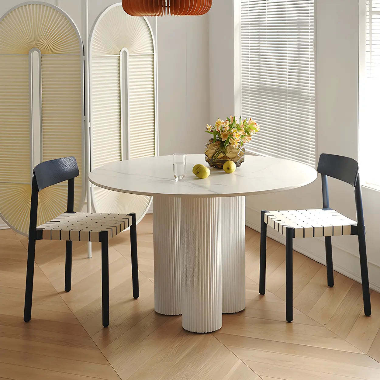Modern Round White Oak Dining Table