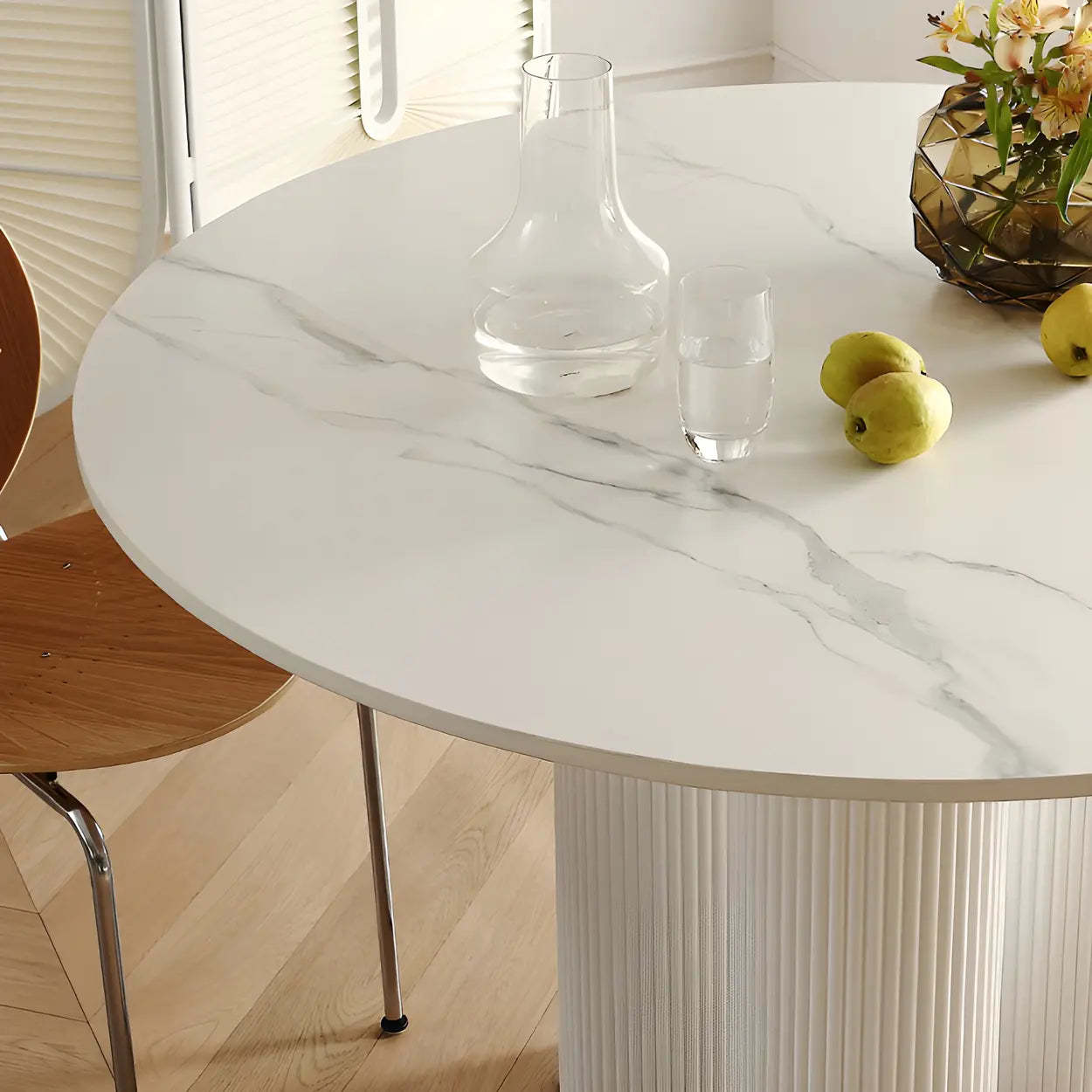 Modern Round White Oak Dining Table