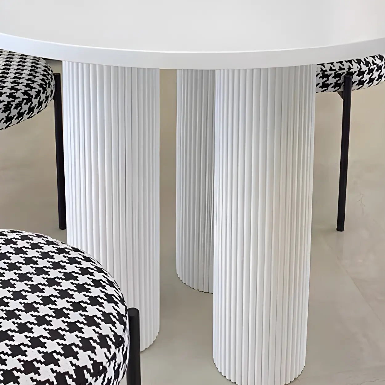 Modern Round White Oak Dining Table