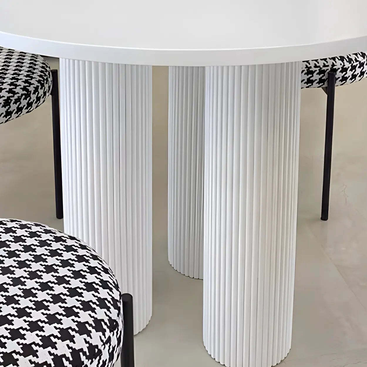 Modern Round White Oak Dining Table