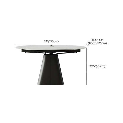 Modern Round White Stone Extendable Pedestal Dining Table
