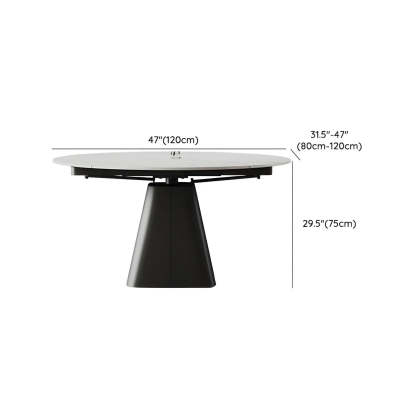 Modern Round White Stone Extendable Pedestal Dining Table