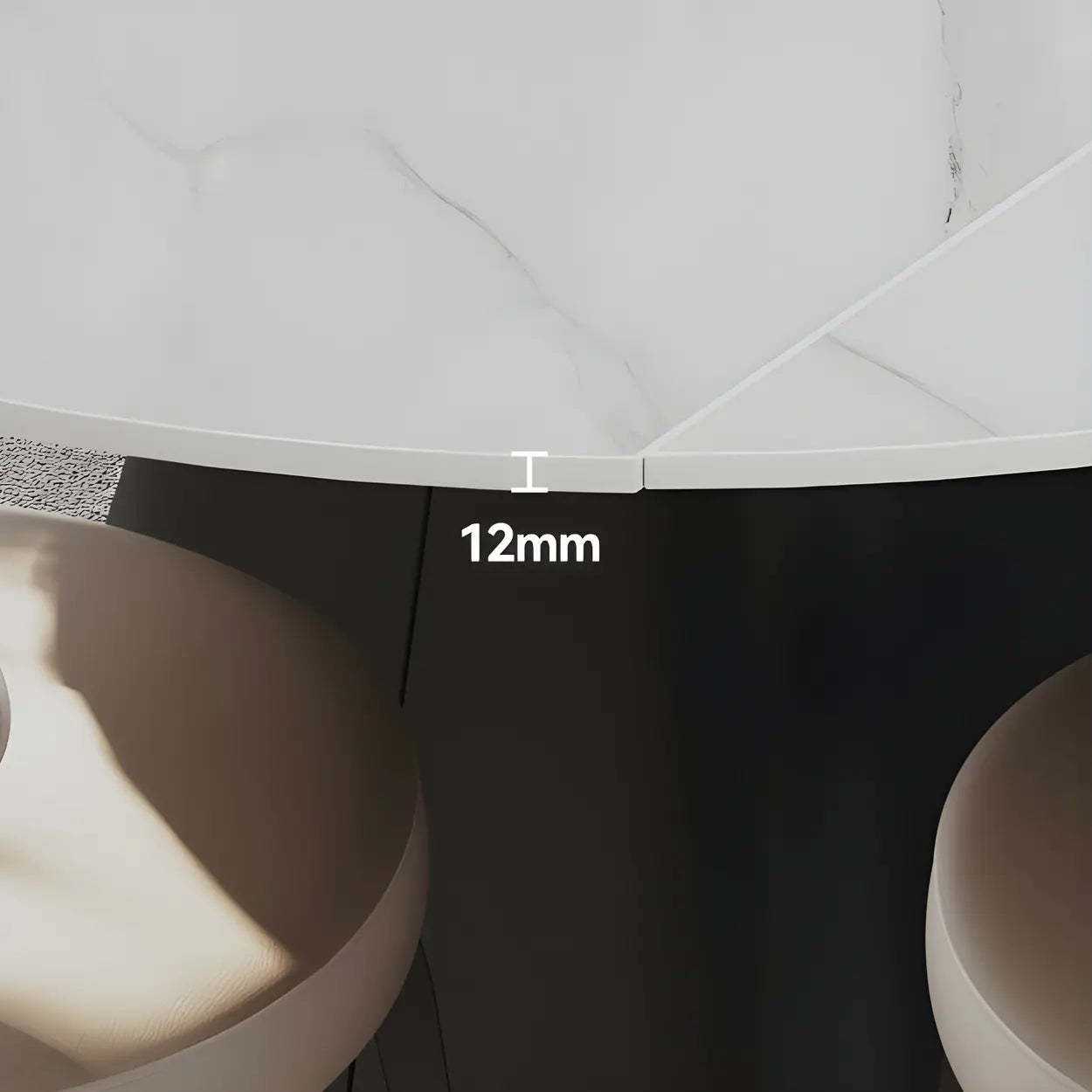 Modern Round White Stone Extendable Pedestal Dining Table