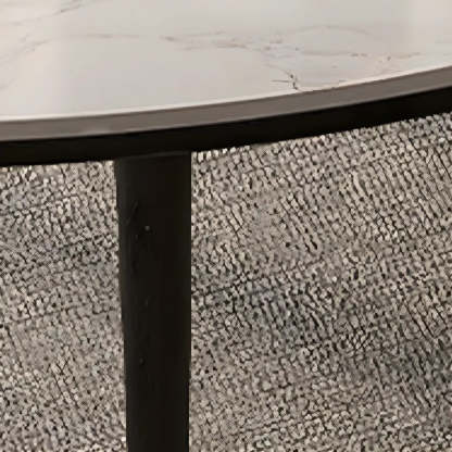 Modern White Stone Oak-Base Round Extendable Dining Table