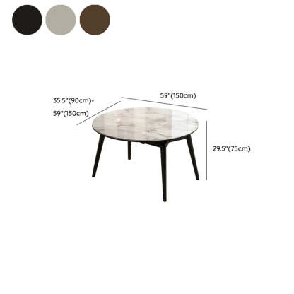 Modern White Stone Oak-Base Round Extendable Dining Table