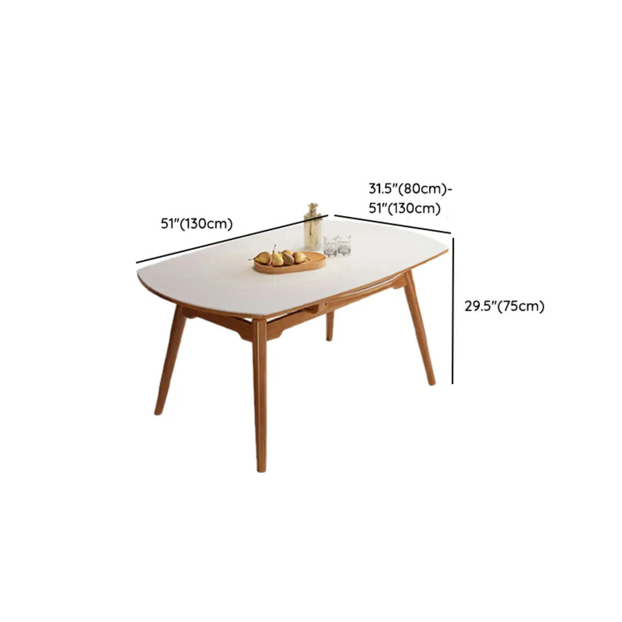 Modern White Stone Round Rubberwood Extendable Dining Table
