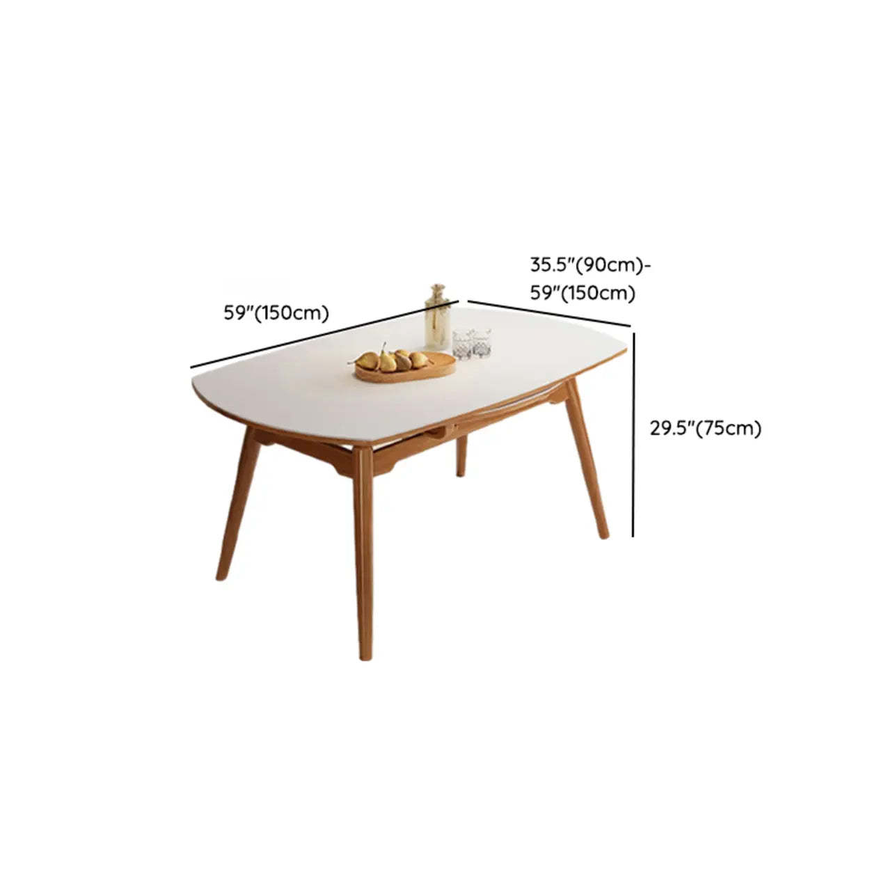 Modern White Stone Round Rubberwood Extendable Dining Table
