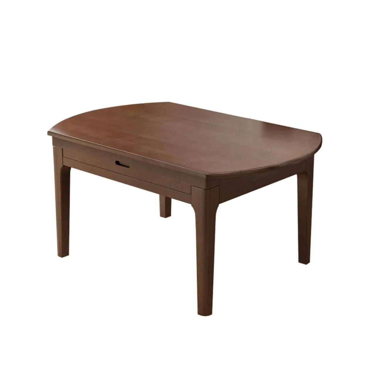 Modern Round Extendable Wood Kitchen Dining Table — Nut-Brown / Table Only