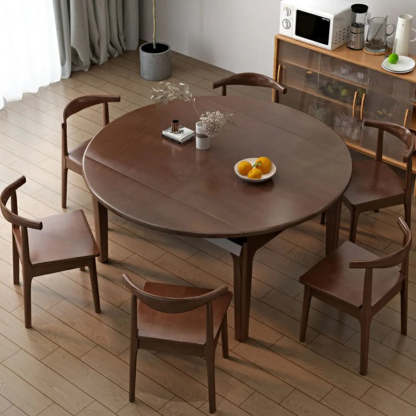 Modern Round Extendable Wood Kitchen Dining Table