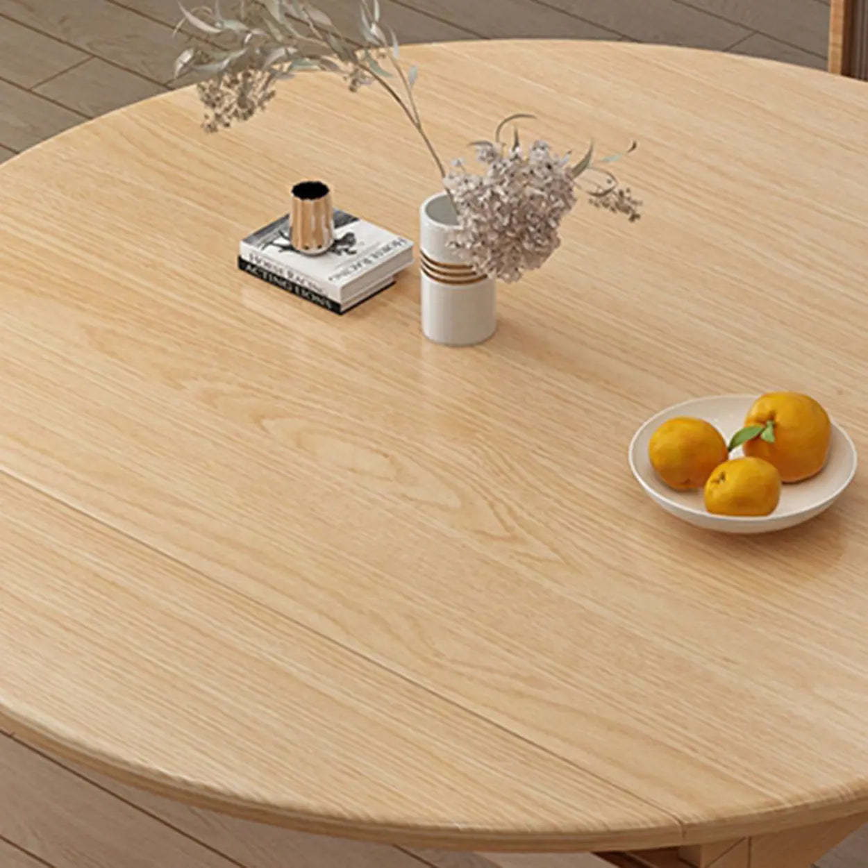 Modern Round Extendable Wood Kitchen Dining Table