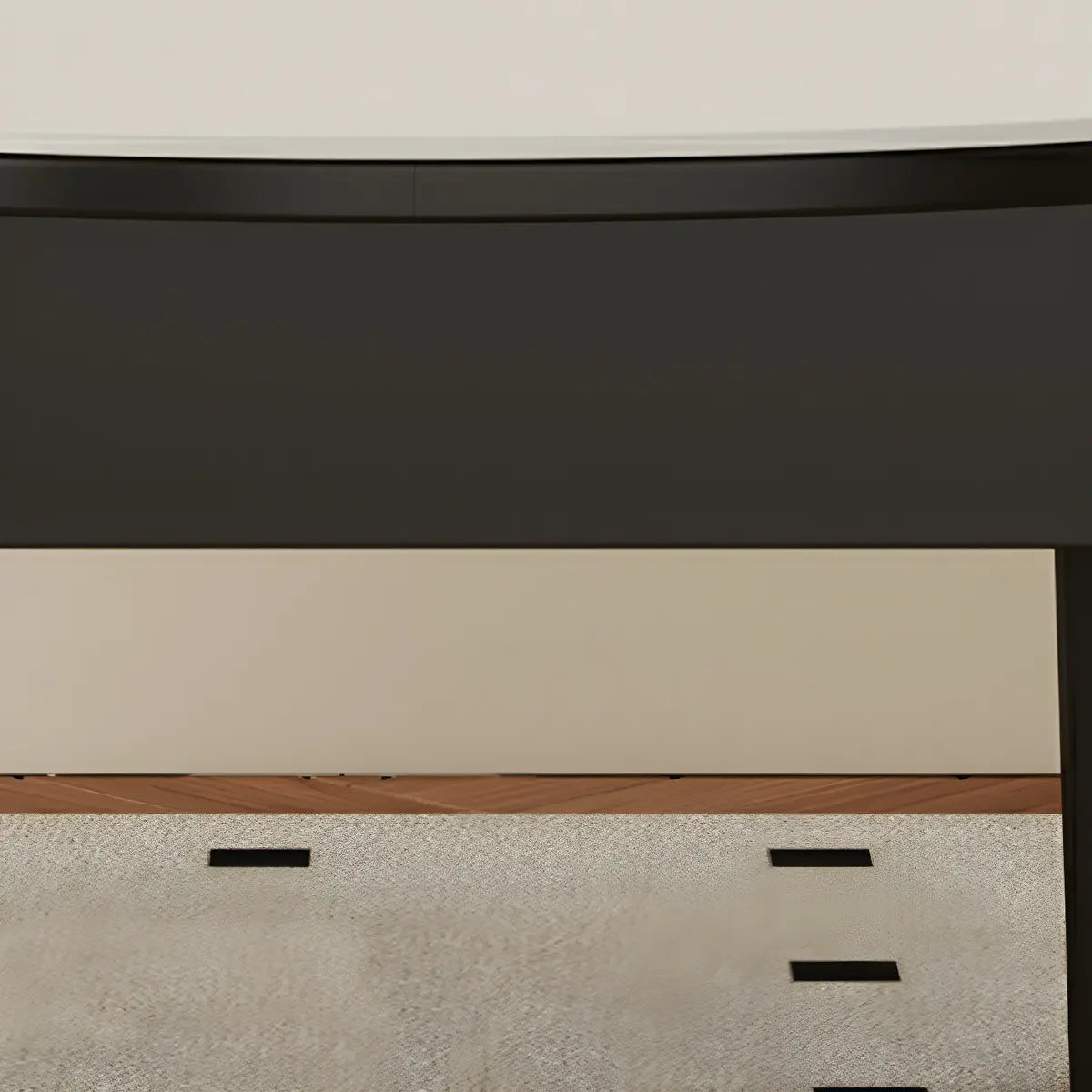Modern Round Wood and White Stone Extendable Dining Table — Without Chairs