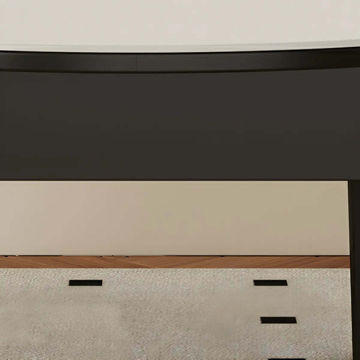 Modern Round Wood and White Stone Extendable Dining Table — Without Chairs
