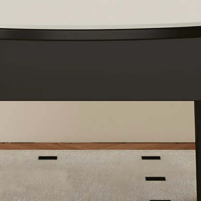 Modern Round Wood and White Stone Extendable Dining Table — Without Chairs