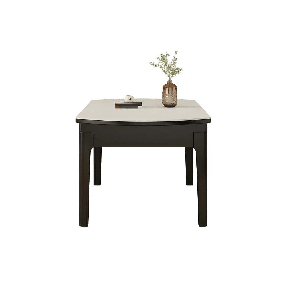 Modern Round Wood and White Stone Extendable Dining Table