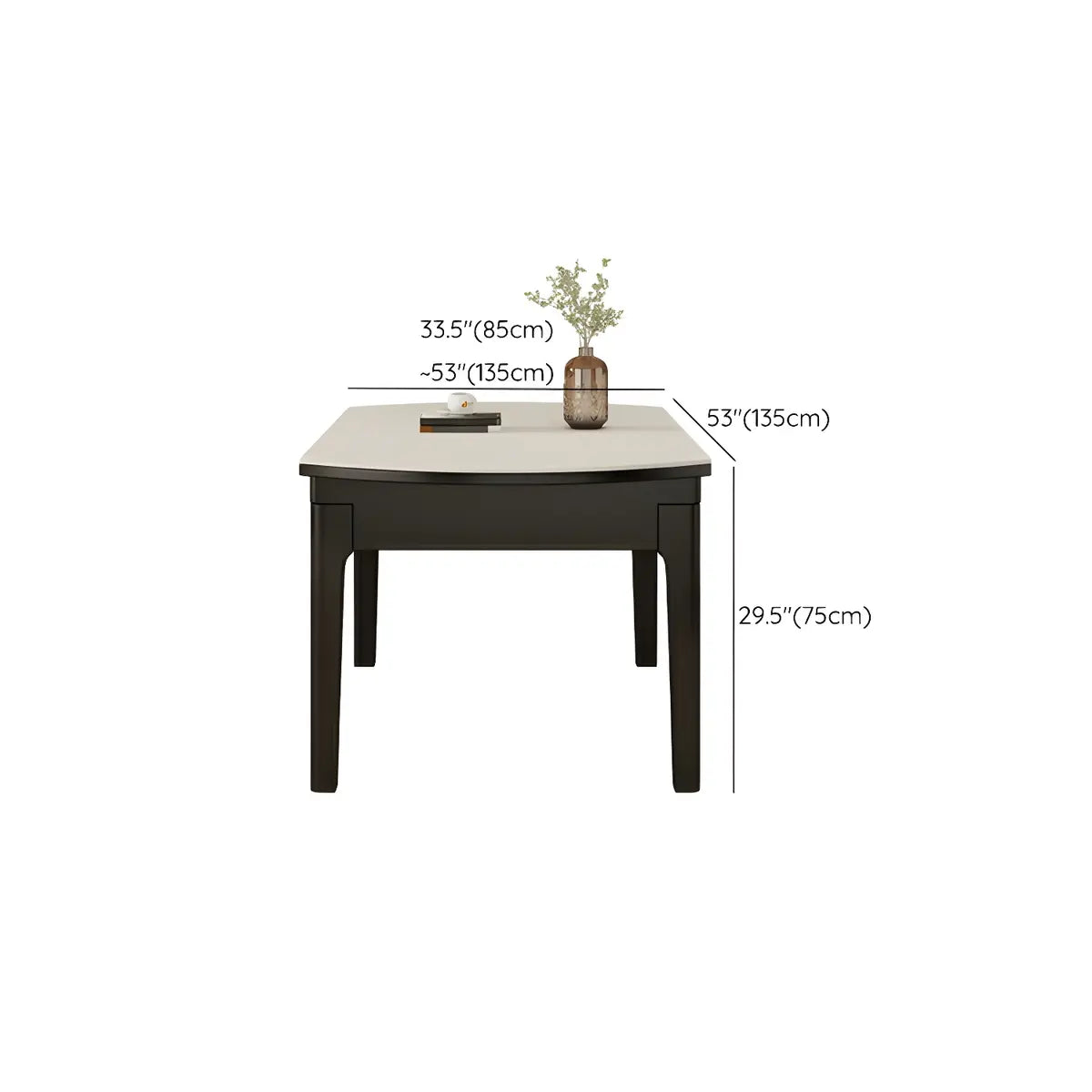 Modern Round Wood and White Stone Extendable Dining Table