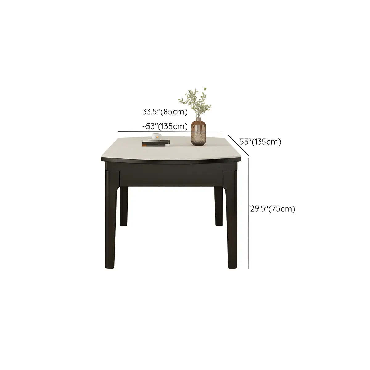 Modern Round Wood and White Stone Extendable Dining Table