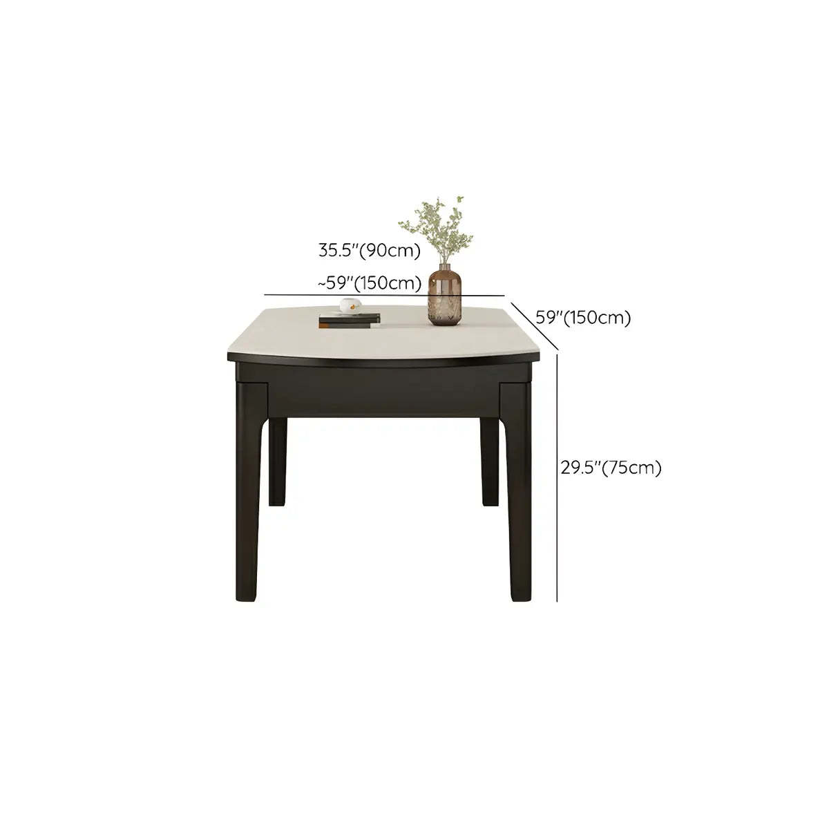 Modern Round Wood and White Stone Extendable Dining Table