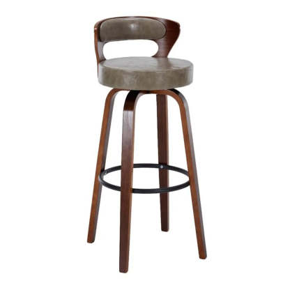 Modern Round Wood Swivel Bar Stool
