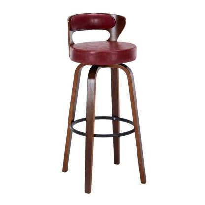 Modern Round Wood Swivel Bar Stool