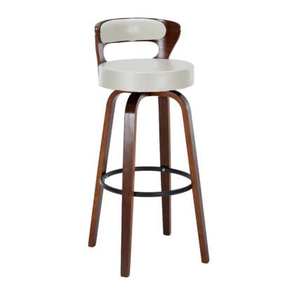 Modern Round Wood Swivel Bar Stool