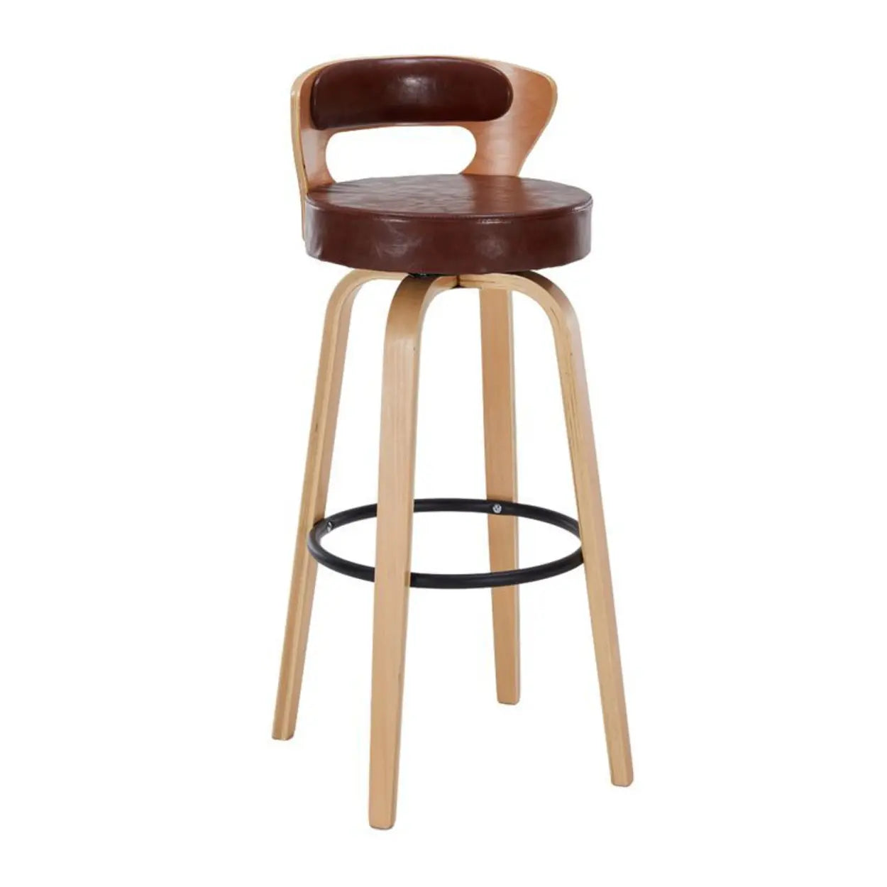 Modern Round Wood Swivel Bar Stool