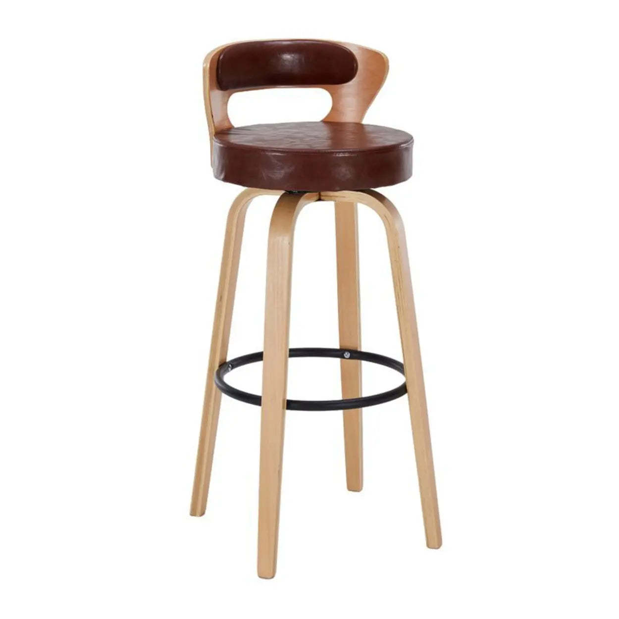 Modern Round Wood Swivel Bar Stool