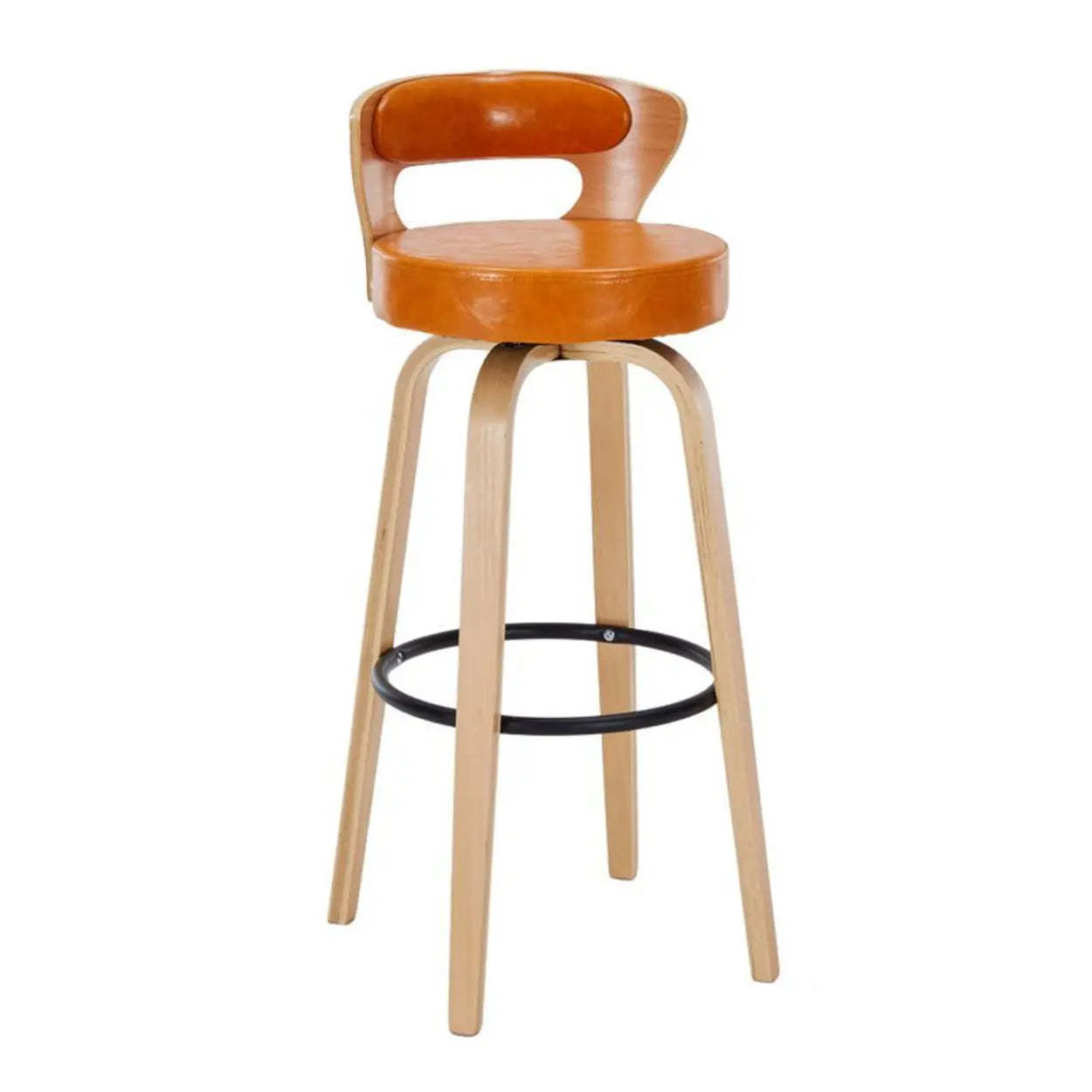 Modern Round Wood Swivel Bar Stool